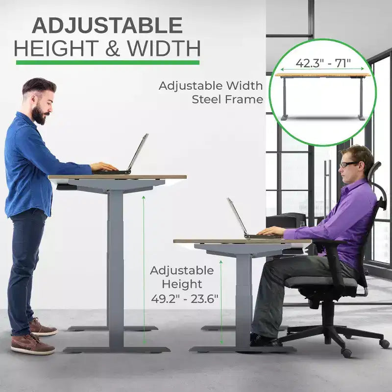 48"x30" Electric Standing Desk with Adjustability ( 26.1"-51.6") Natural Bamboo Gray - Uncaged Ergonomics