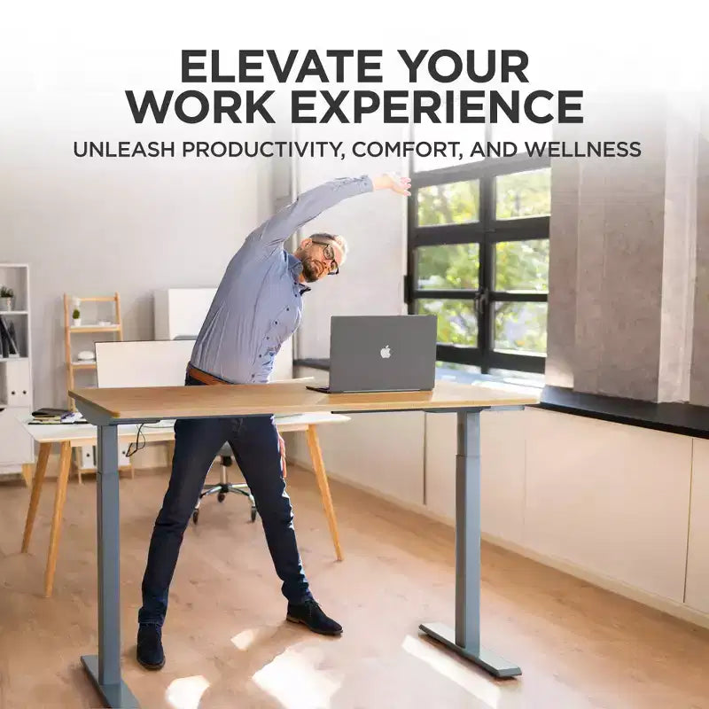 48"x30" Electric Standing Desk with Adjustability ( 26.1"-51.6") Natural Bamboo Gray - Uncaged Ergonomics