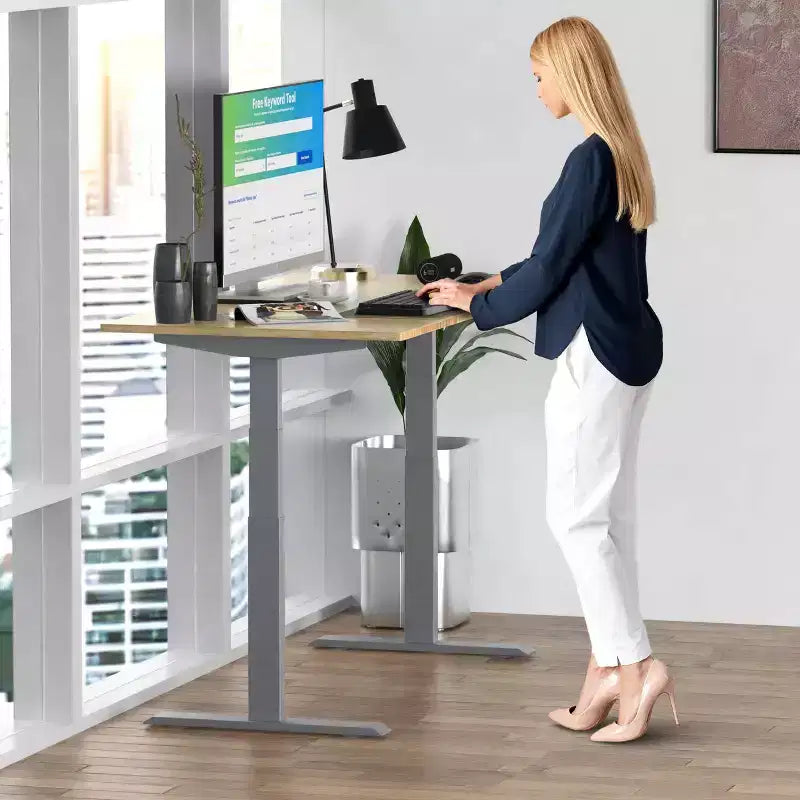 48"x30" Electric Standing Desk with Adjustability ( 26.1"-51.6") Natural Bamboo Gray - Uncaged Ergonomics