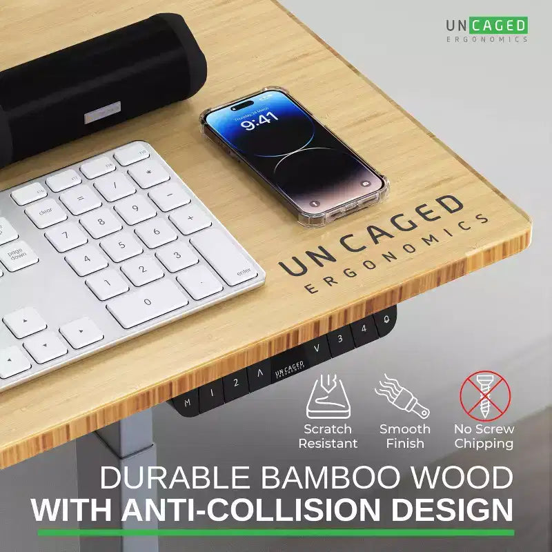 48"x30" Electric Standing Desk with Adjustability ( 26.1"-51.6") Natural Bamboo Gray - Uncaged Ergonomics