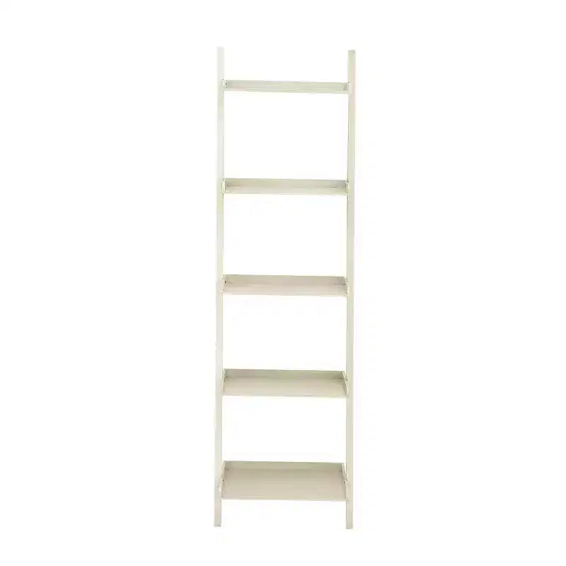 69" Farmhouse Pine Wood Leaning Shelf White - Olivia & May: 5-Tier Storage, No Tools Assembly
