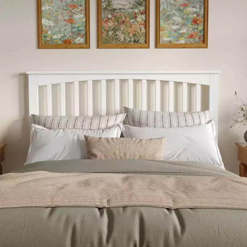 AFI Queen Mission Headboard White: Classic Wood Panel