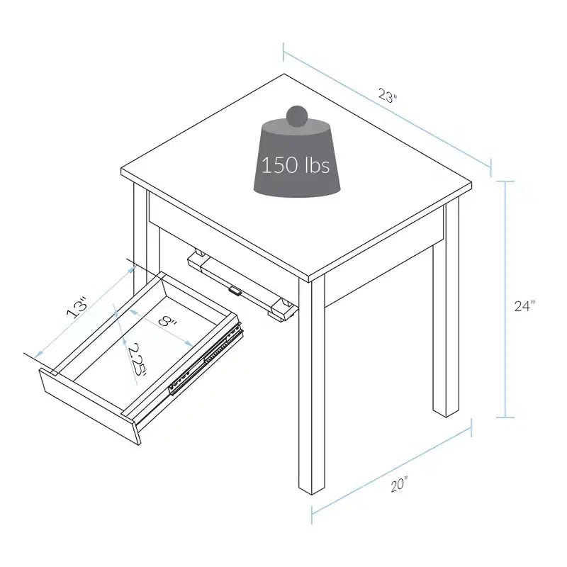Kennedy End Table with Concealed Drawer Warm Brown - Flora Home: Hardwood Frame, Pine Top, Living Room Storage