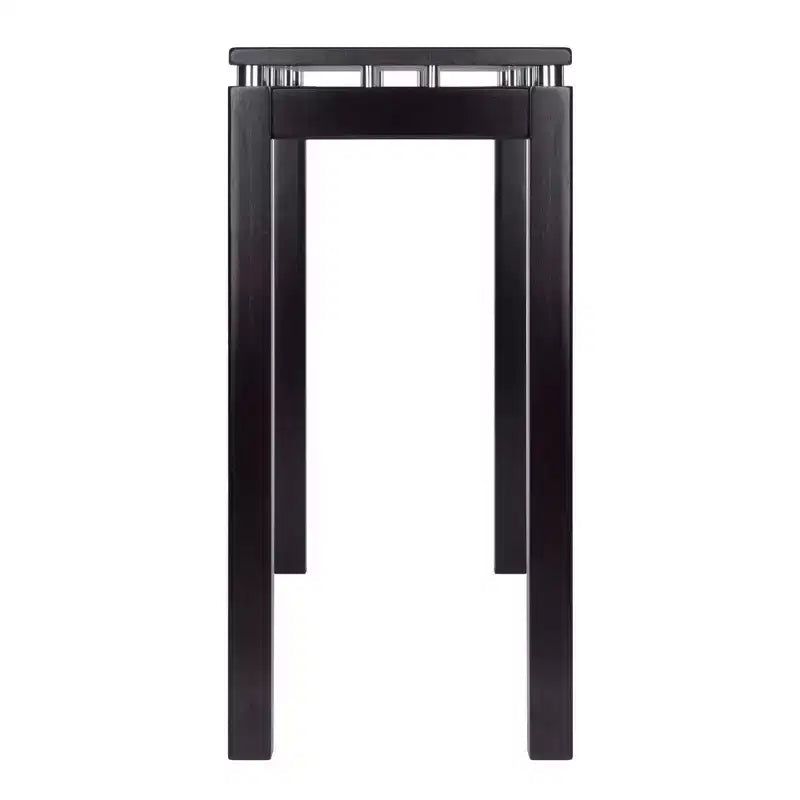 Console en expresso foncé avec des accents métalliques