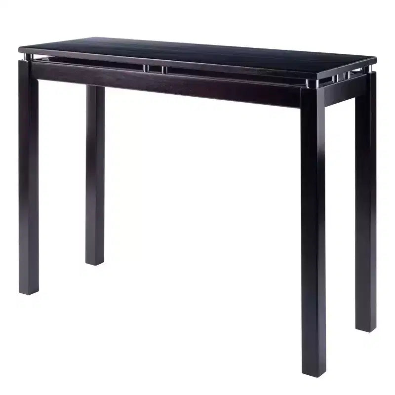 Console en expresso foncé avec des accents métalliques