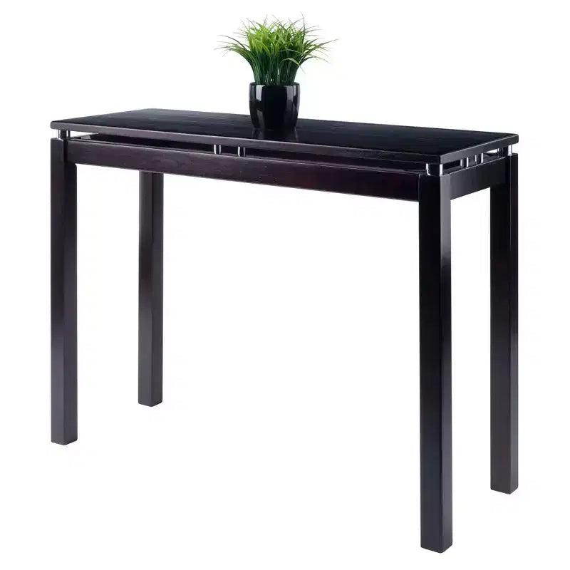Console en expresso foncé avec des accents métalliques