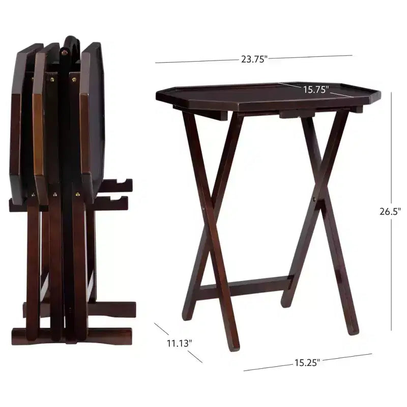 5pc Wallace Folding TV Snack Tray Tables Espresso - Powell