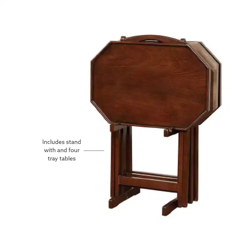 5pc Wallace Folding TV Snack Tray Tables Espresso - Powell