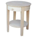 Philips End Table Wood - International Concepts: Solid Parawood, Round, Shelf Storage