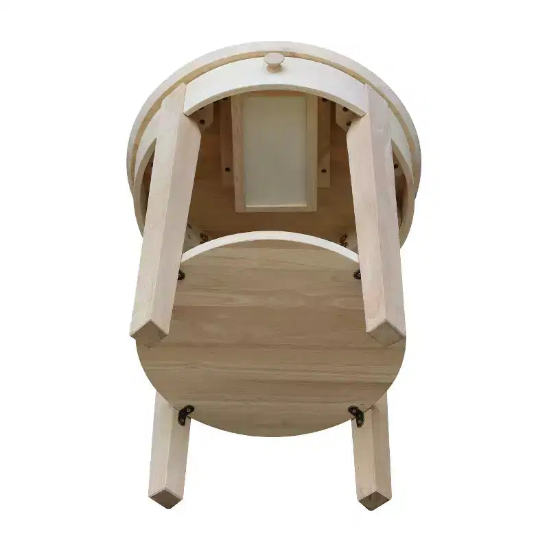 Table d'appoint Philips en bois – International Concepts : Bois d'hévéa massif, ronde, avec étagère de rangement