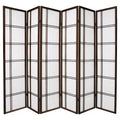 Oriental Furniture 6 ft. Tall Double Cross Shoji Screen - Walnut (6 Panels): Folding Partition, Japanese Style