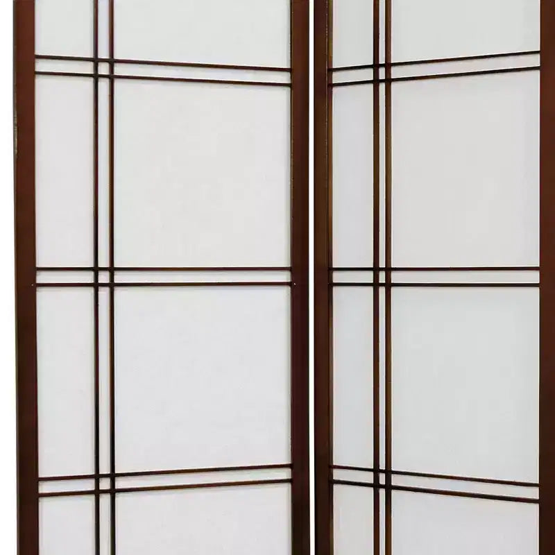 Oriental Furniture 6 ft. Tall Double Cross Shoji Screen - Walnut (6 Panels): Folding Partition, Japanese Style
