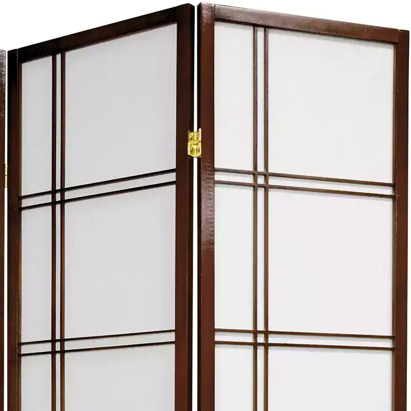 Oriental Furniture 6 ft. Tall Double Cross Shoji Screen - Walnut (6 Panels): Folding Partition, Japanese Style