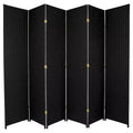 7 ft. Tall Woven Fiber Room Divider - Black (6 Panels): Oriental Furniture, Privacy Screen, Hardwood Frame