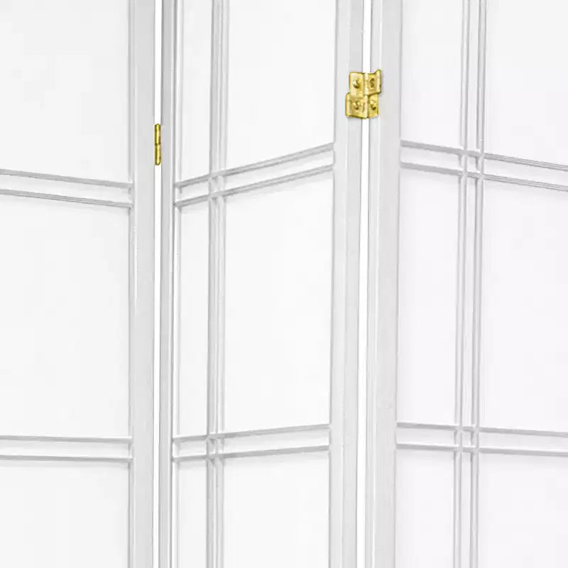 7 ft. Tall Double Cross Shoji Screen - White (4 Panels): Oriental Furniture, Hardwood Frame, Metal Hardware