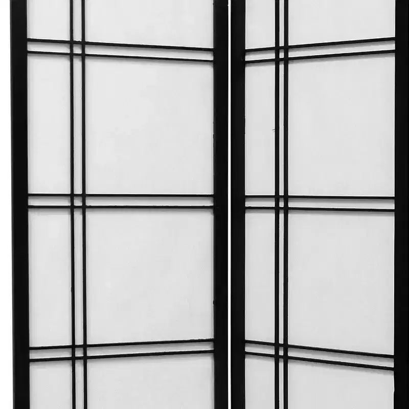 Oriental Furniture 6 ft. Tall Double Cross Shoji Screen - Black (3 Panels):Hardwood Frame, Metal Hardware, No Assembly Required