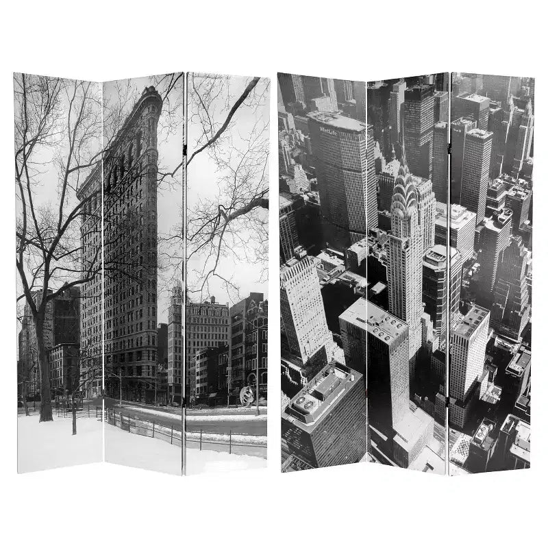 New York City Double Sided Room Divider - Oriental Furniture