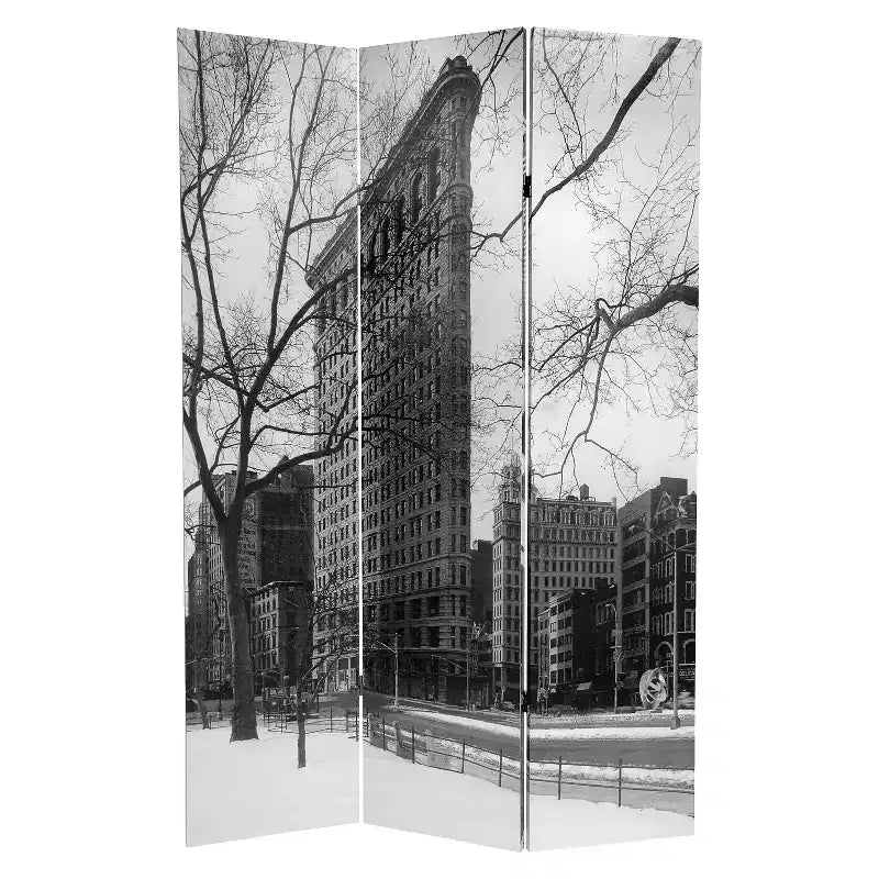 New York City Double Sided Room Divider - Oriental Furniture