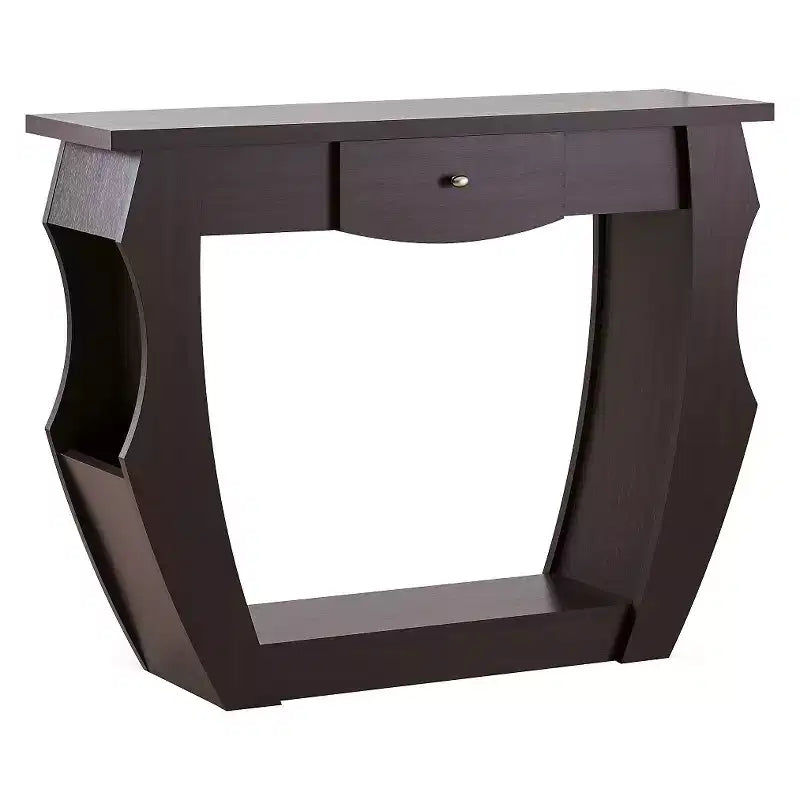 Coralli Modern Cut Out Sofa Table Walnut - HOMES: Inside + Out: Arching Legs, Hidden Storage