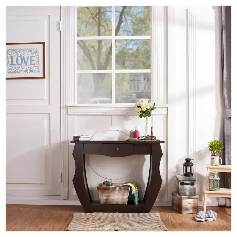 Table basse Coralli Modern Cut Out Noyer - HOMES: Inside + Out : Pieds arqués, Rangement caché