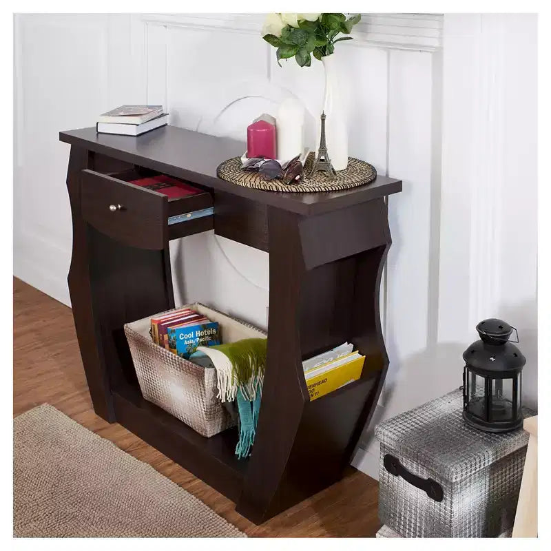 Table basse Coralli Modern Cut Out Noyer - HOMES: Inside + Out : Pieds arqués, Rangement caché