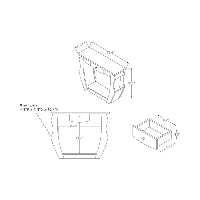 Table basse Coralli Modern Cut Out Noyer - HOMES: Inside + Out : Pieds arqués, Rangement caché