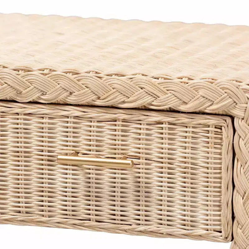 bali & pari Lanica Rattan 2 Drawer Console Table Pale Brown