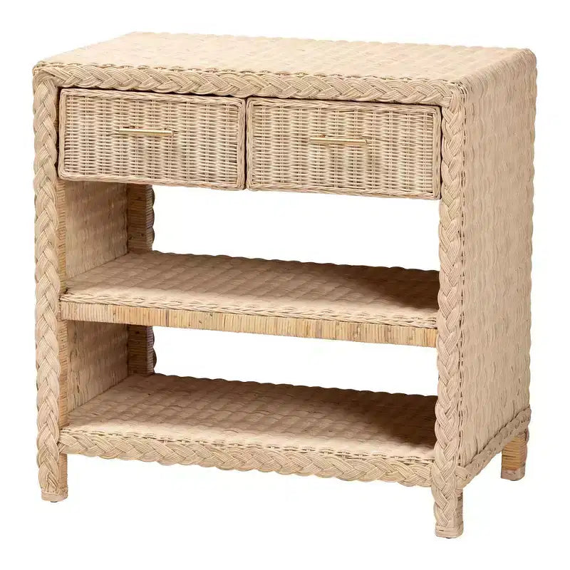 bali & pari Lanica Rattan 2 Drawer Console Table Pale Brown