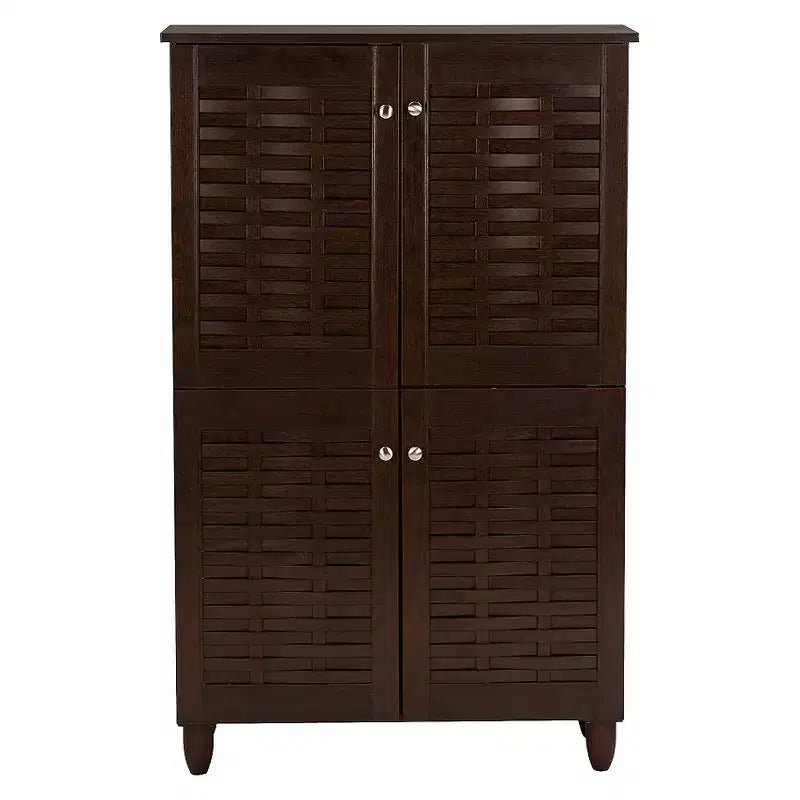 Winda Modern and Contemporary 4-Door Wooden Entryway Shoes Storage Cabinet: Organizer for 18 Pairs - Baxton Studio