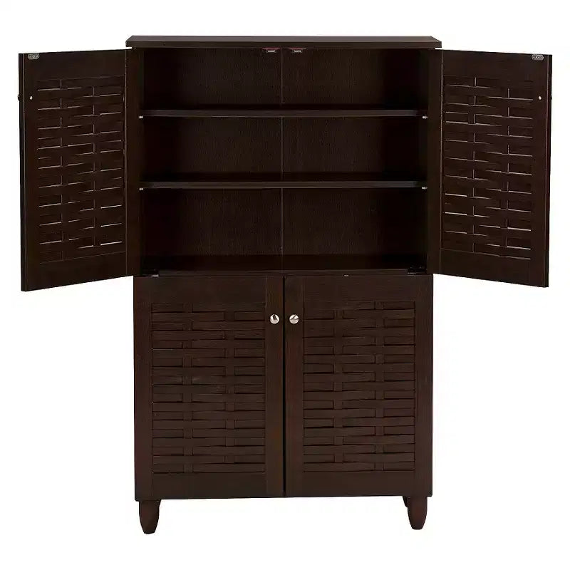 Winda Modern and Contemporary 4-Door Wooden Entryway Shoes Storage Cabinet: Organizer for 18 Pairs - Baxton Studio