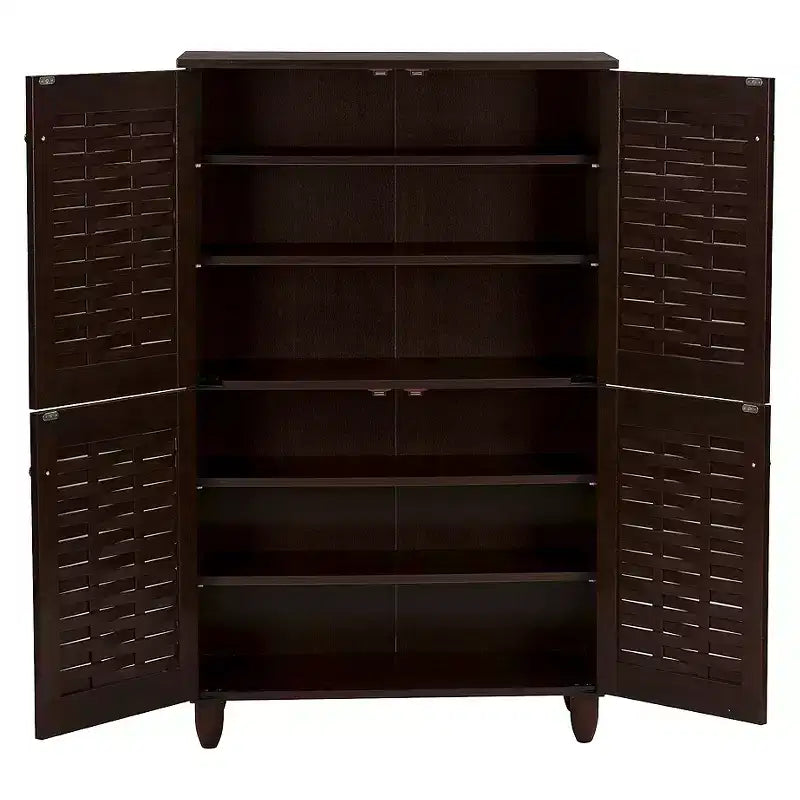 Winda Modern and Contemporary 4-Door Wooden Entryway Shoes Storage Cabinet: Organizer for 18 Pairs - Baxton Studio
