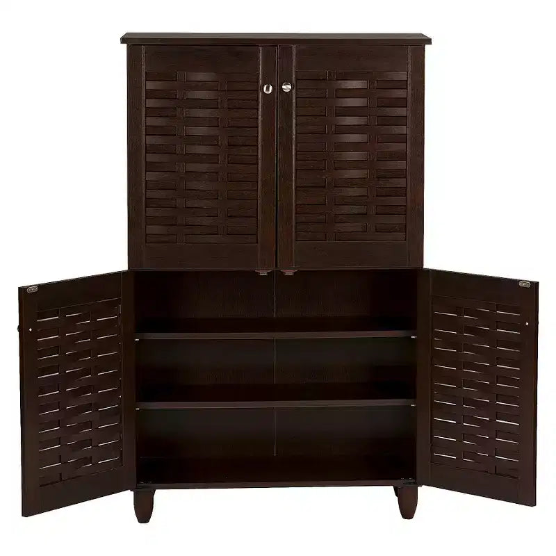 Winda Modern and Contemporary 4-Door Wooden Entryway Shoes Storage Cabinet: Organizer for 18 Pairs - Baxton Studio