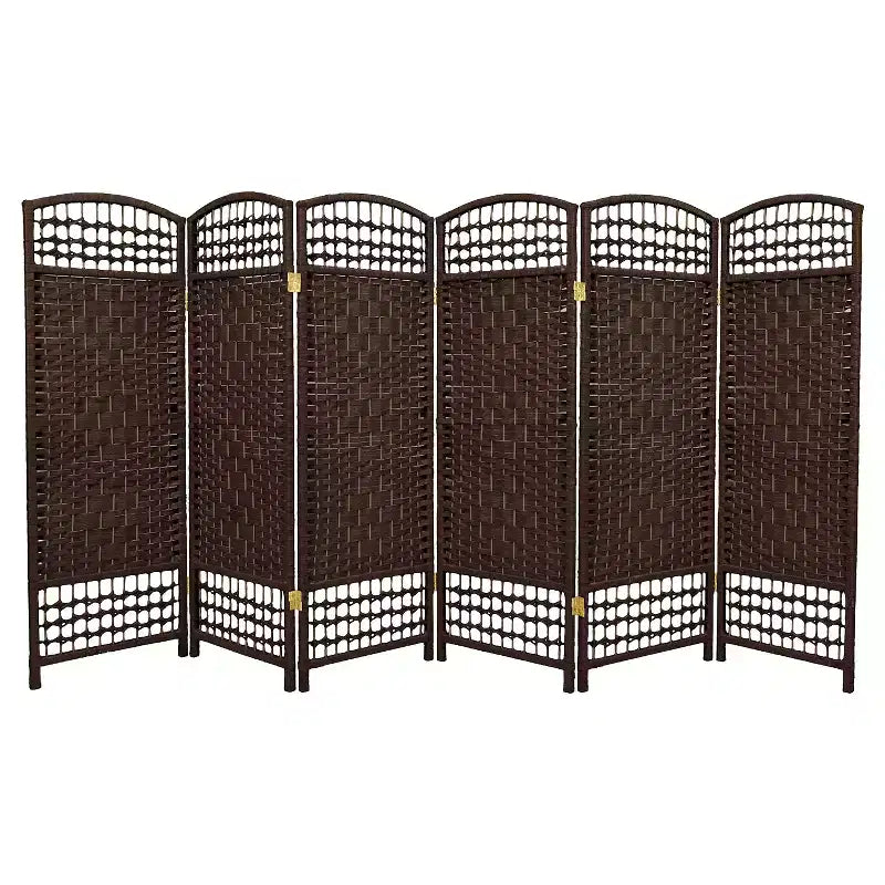 4 ft. Tall Fiber Weave Room Divider - Dark Mocha (6 Panels) - Oriental Furniture