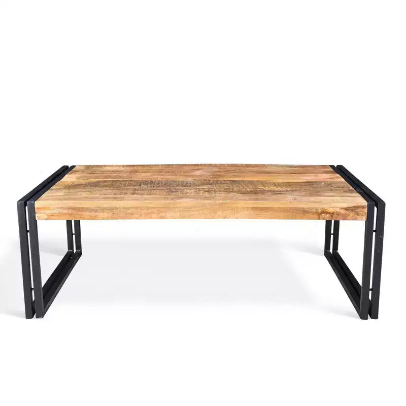 42" Handcrafted Reclaimed Wood Coffee Table - Timbergirl: Rustic Mango Wood, Industrial Iron Frame, Antiqued Finish
