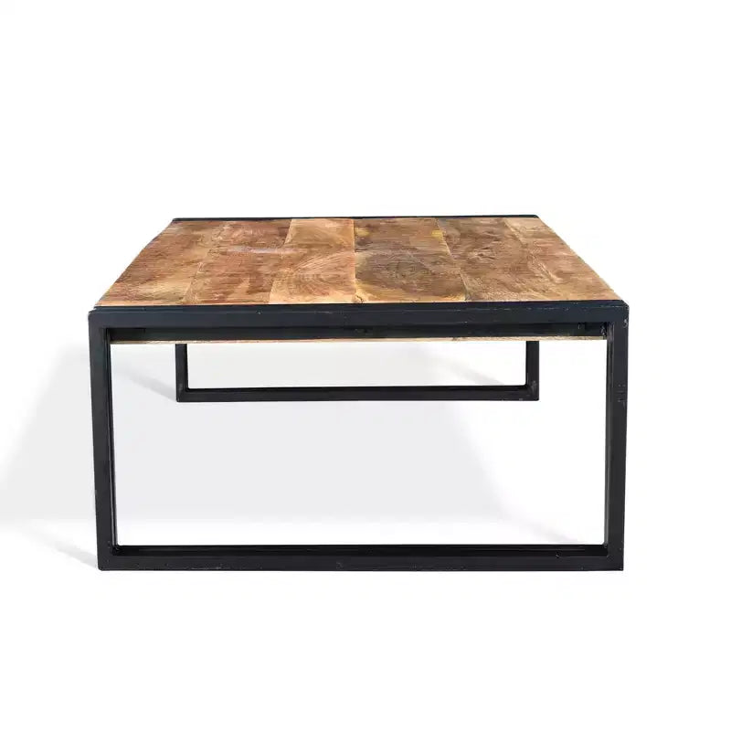 42" Handcrafted Reclaimed Wood Coffee Table - Timbergirl: Rustic Mango Wood, Industrial Iron Frame, Antiqued Finish