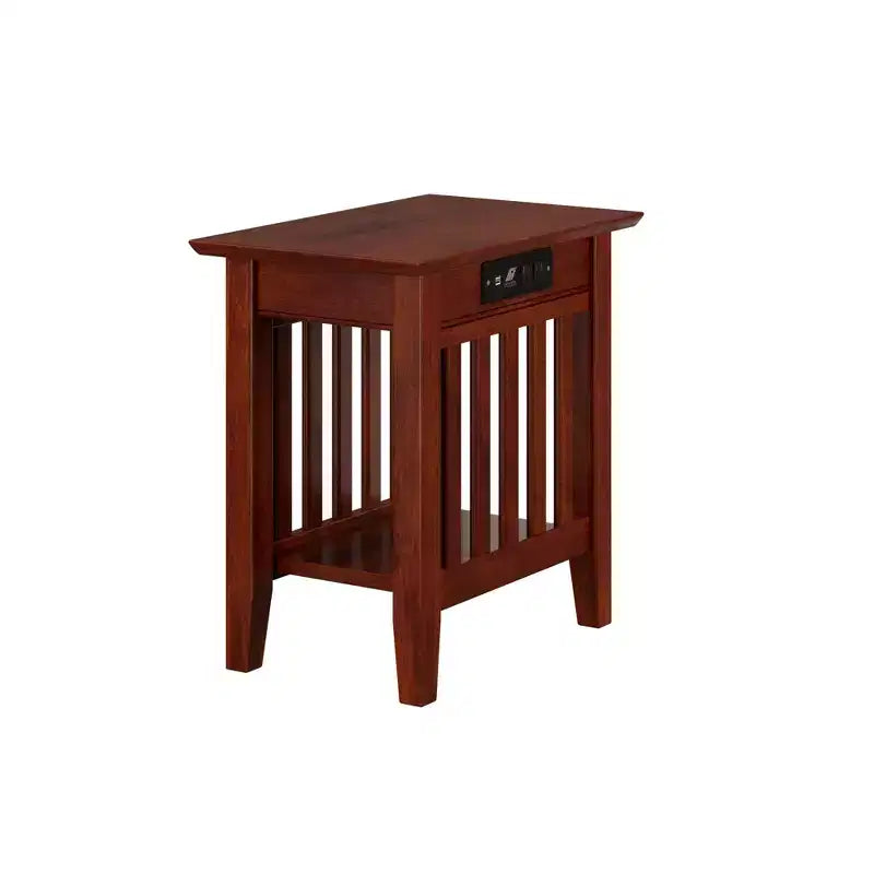 AFI Mission Chair Side Table with Charger Walnut