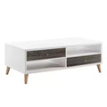 Weller Transitional Two Drawers Coffee Table Dark Gray/White: Storage, Open Shelf - HOMES: Inside + Out