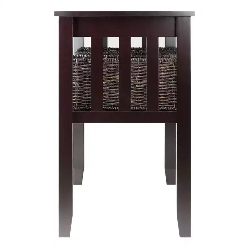 Morris Console Table with Baskets, Farmhouse Style Storage, Corn Husk - Winsome