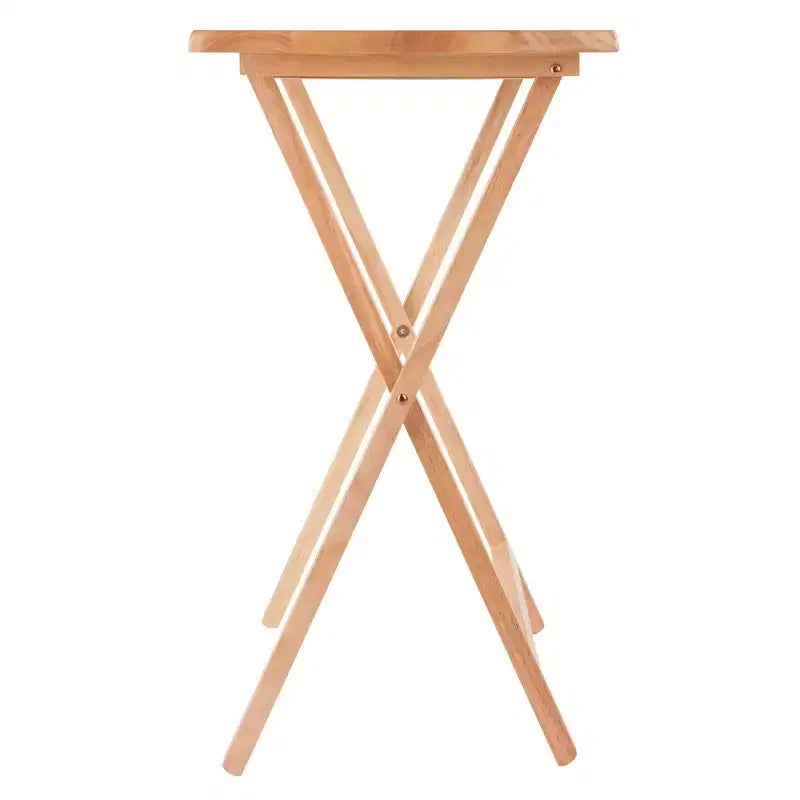 4pc Alex Snack Table Set Natural - Winsome: Wood Construction, Foldable Design, Storage Rack Included