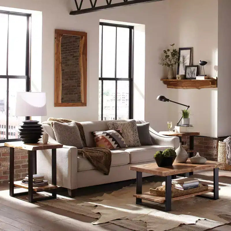 Alpine Natural Live Edge Wood End Table Brown - Alaterre Furniture