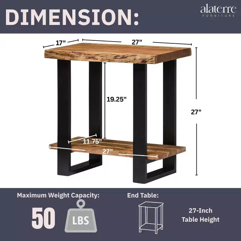 Alpine Natural Live Edge Wood End Table Brown - Alaterre Furniture