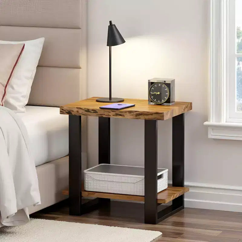 Alpine Natural Live Edge Wood End Table Brown - Alaterre Furniture