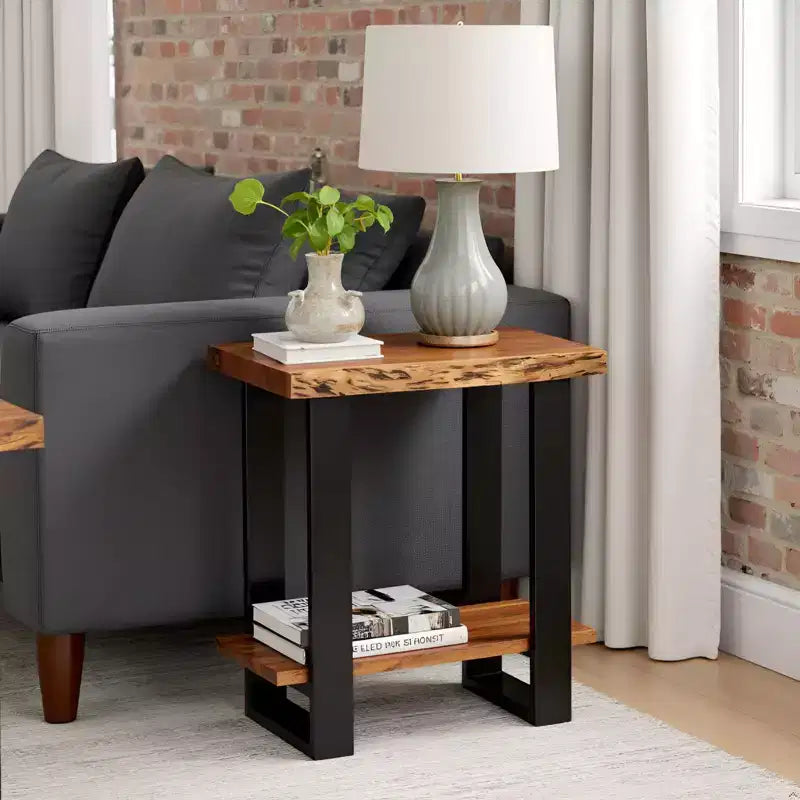 Alpine Natural Live Edge Wood End Table Brown - Alaterre Furniture