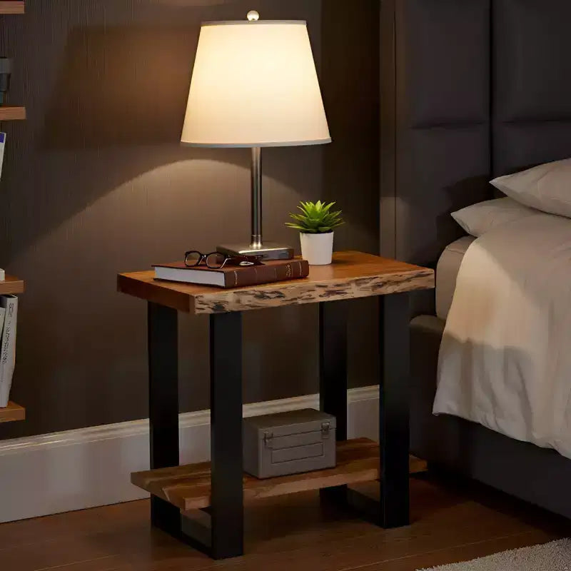Alpine Natural Live Edge Wood End Table Brown - Alaterre Furniture