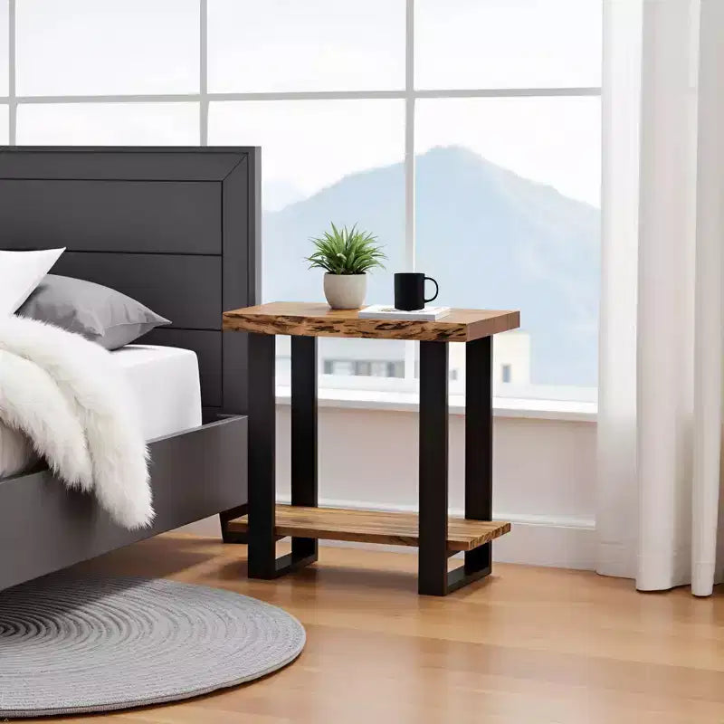 Alpine Natural Live Edge Wood End Table Brown - Alaterre Furniture