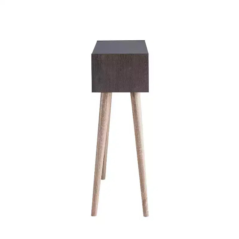 Carex Console Table Walnut Oak - miBasics: Mid-Century Design, 2 Shelves, Flared Legs