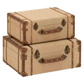 Set of 2 Wood Brown Trunks Brown - Olivia & May: Vintage Style, Hinged Lid, Fully Assembled Storage Chests