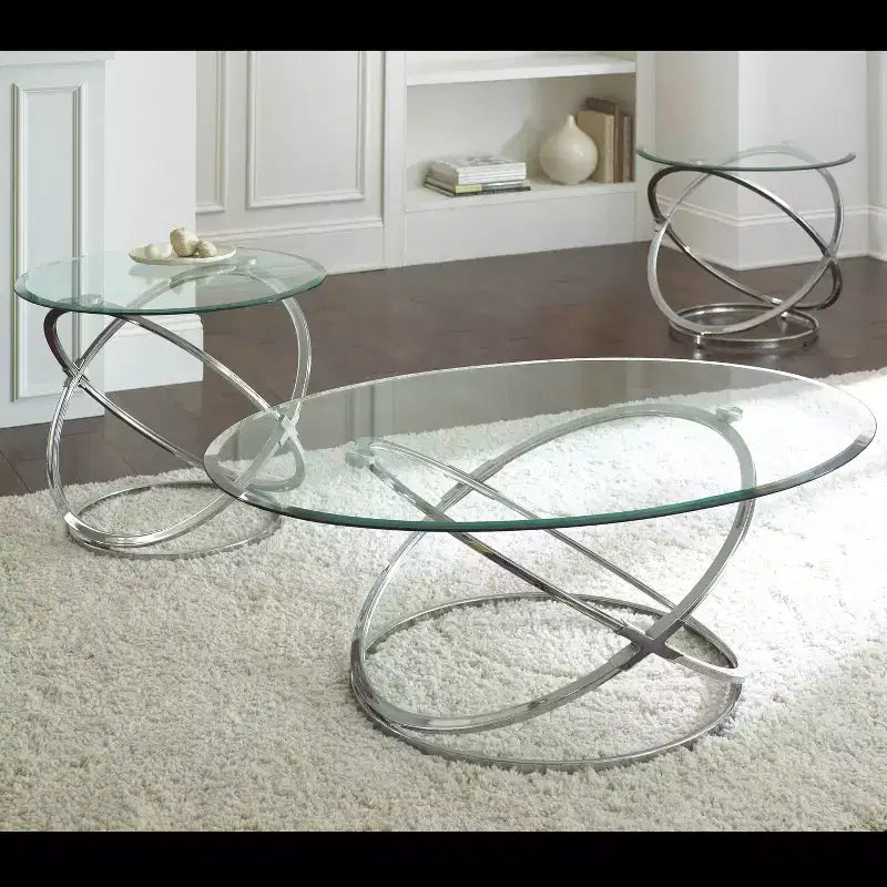 Orion Occasional 3pk Chrome and Glass - Steve Silver