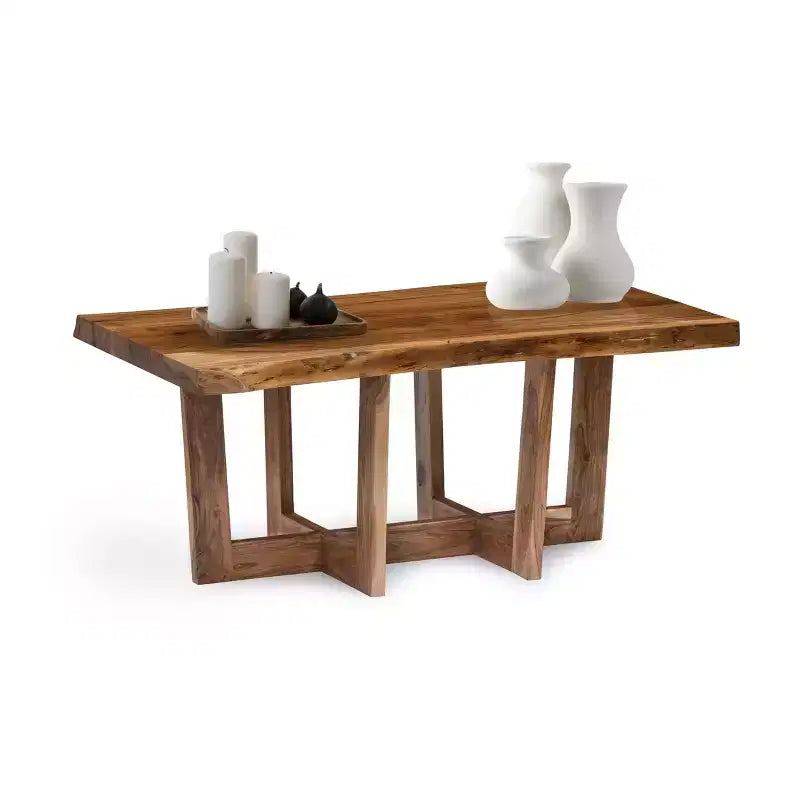 Alaterre Furniture 42" Berkshire Natural Brown Live Edge Coffee Table Solid Wood: Acacia, Non-Toxic Finish, Form Base