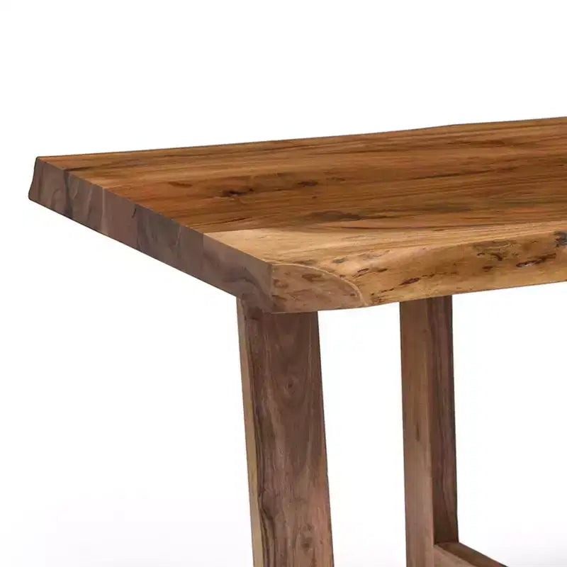 Table basse Alaterre Furniture 42" Berkshire en bois massif naturel marron avec bords bruts : Acacia, finition non toxique, piètement en forme.